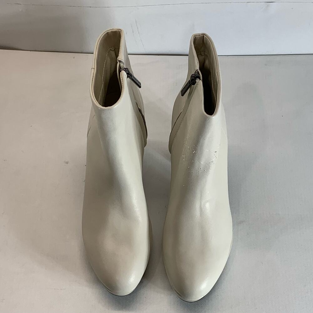 CALVIN KLEIN Women's Ivory Leather Uda Platform Block-Heel Dress Booties SZ 7 - Picture 4 of 13